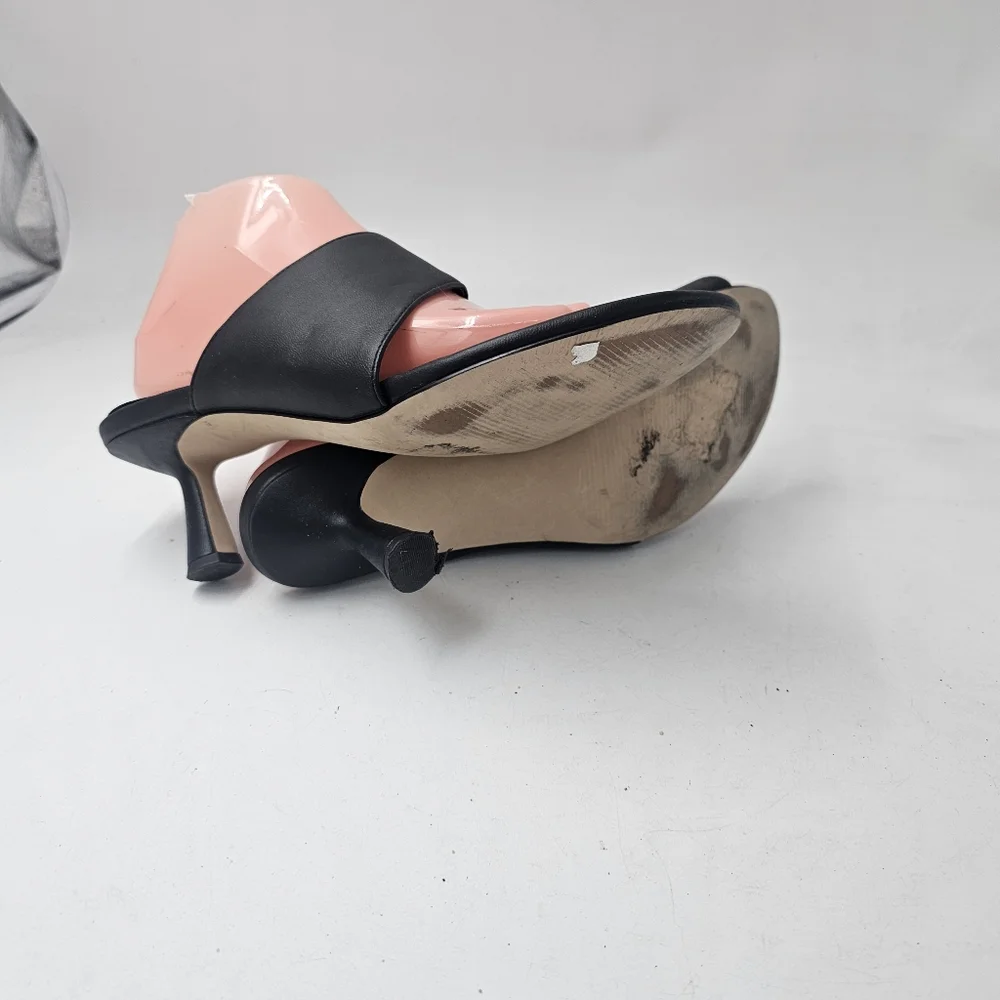 Nordstrom Kadria Toe Ring Kitten Heel Mules Black Womens Size 8.5